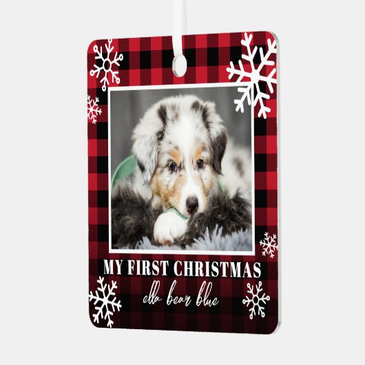 Mijn eerste kerstfoto metalen ornament (Voorkant links)
