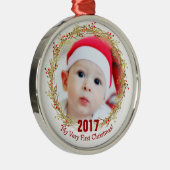 Mijn eerste kerstfoto metalen ornament (Rechts)