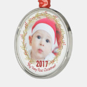 Mijn eerste kerstfoto metalen ornament (Links)