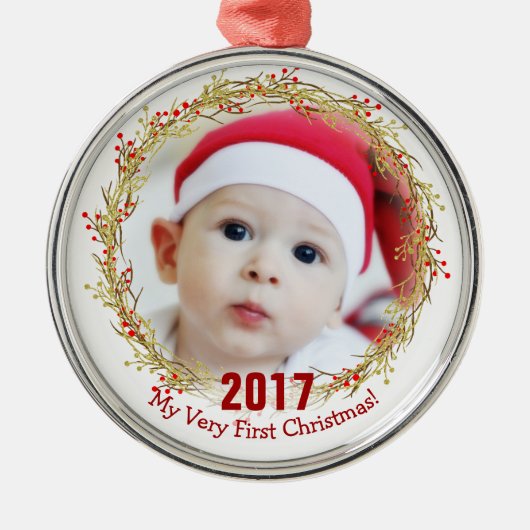Mijn eerste kerstfoto metalen ornament (Voorkant)