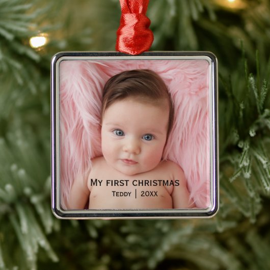 Mijn eerste kerstfoto metalen ornament (Boom)