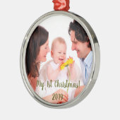 Mijn eerste kerstfoto metalen ornament (Links)