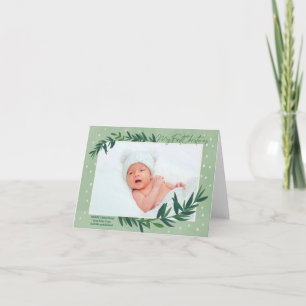 Mijn eerste kerstfoto Modern Botanische Baby Foto Feestdagen Kaart