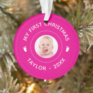 Mijn eerste kerstfoto naam Newborn Baby Feet Ornament