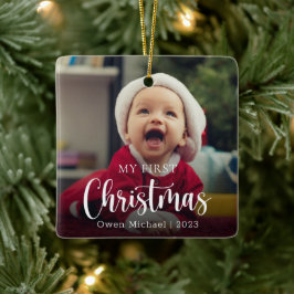 Mijn eerste kerstfoto Nieuwe baby Keramisch Ornament