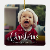 Mijn eerste kerstfoto Nieuwe baby Keramisch Ornament (Achterkant)