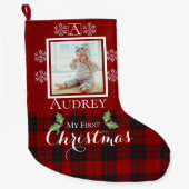 Mijn eerste kerstfoto op aangepast monogram grote kerstsok (Voorkant)