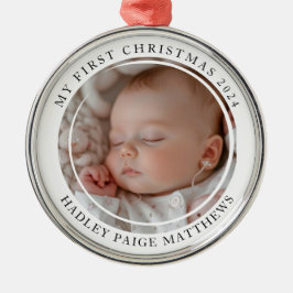 Mijn eerste kerstfoto op maat Baby Metalen Ornament