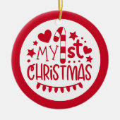 Mijn eerste kerstfoto op maat maken keramisch ornament (Voorkant)