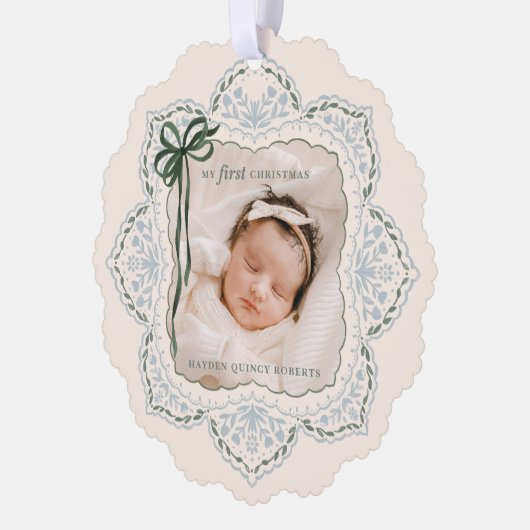 Mijn eerste  kerstfoto ornament kaart (Links)