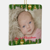 Mijn eerste kerstfoto-Ornament met boomkleuren Keramisch Ornament (Rechts)