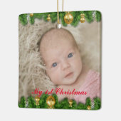 Mijn eerste kerstfoto-Ornament met boomkleuren Keramisch Ornament (Links)