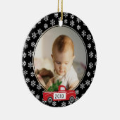 Mijn eerste kerstfoto Ornament met rode truck (Rechts)