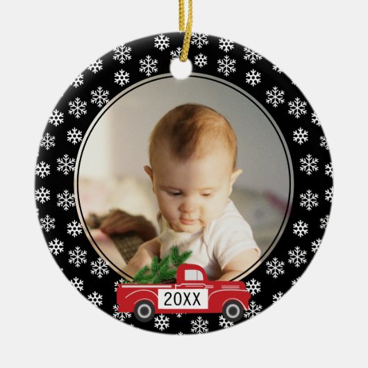 Mijn eerste kerstfoto Ornament met rode truck (Voorkant)