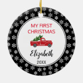 Mijn eerste kerstfoto Ornament met rode truck (Achterkant)