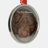 Mijn eerste kerstfoto-Ornamenten uppy Metalen Ornament (Rechts)