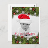 Mijn eerste kerstfoto Pine Ornaments Holiday Briefkaart (Voorkant / Achterkant)