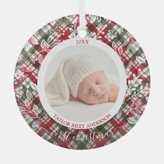 Mijn eerste kerstfoto Pset Glas Ornament (Voorkant)