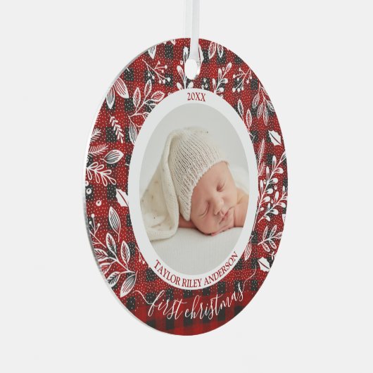 Mijn eerste kerstfoto Pset Metalen Ornament (Voorkant Rechts)