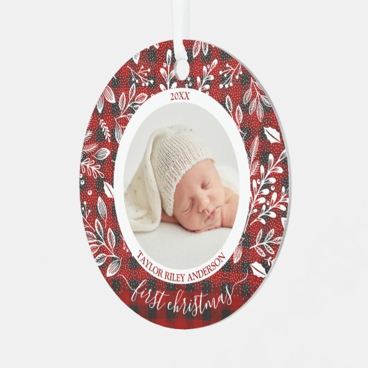 Mijn eerste kerstfoto Pset Metalen Ornament (Voorkant links)