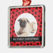 Mijn eerste kerstfoto, Red Custom Puppy Metalen Ornament (Links)