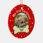Mijn eerste kerstfoto rood en groen foto keramisch ornament (Rechts)