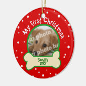 Mijn eerste kerstfoto rood en groen foto keramisch ornament (Links)