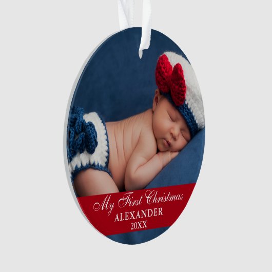 Mijn eerste kerstfoto Rood Ornament (voorkant)