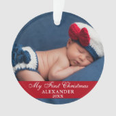 Mijn eerste kerstfoto Rood Ornament (voorkant)