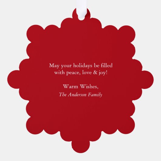 Mijn eerste kerstfoto rood ornament kaart (Achterkant)