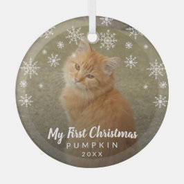 Mijn eerste kerstfoto Snowflakes Cat Photo Glas Ornament