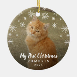 Mijn eerste kerstfoto Snowflakes Cat Photo Keramisch Ornament
