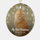 Mijn eerste kerstfoto Snowflakes Cat Photo Keramisch Ornament (Links)