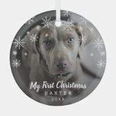 Mijn eerste kerstfoto Snowflakes Dog Glas Ornament (Voorkant)
