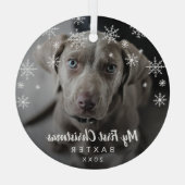Mijn eerste kerstfoto Snowflakes Dog Glas Ornament (Achterkant)