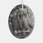 Mijn eerste kerstfoto Snowflakes Dog Glas Ornament (Voorkant Rechts)