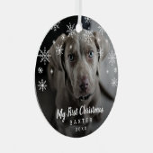 Mijn eerste kerstfoto Snowflakes Dog Metalen Ornament (Voorkant Rechts)