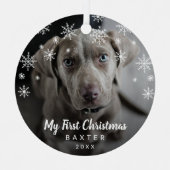Mijn eerste kerstfoto Snowflakes Dog Metalen Ornament (Voorkant)