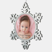 Mijn eerste kerstfoto tin sneeuwvlok ornament (Rechts)