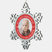 Mijn eerste kerstfoto tin sneeuwvlok ornament (Rechts)