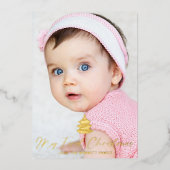 Mijn eerste kerstfoto vakantiescript folie feestdagenkaart (Voorkant)