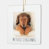 Mijn eerste kerstfoto van de poppuppy Dogs Square Keramisch Ornament (Links)
