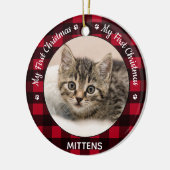 Mijn eerste kerstfoto van Red Pset Cat Kitten foto Keramisch Ornament (Links)