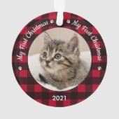 Mijn eerste kerstfoto van Red Pset Cat Kitten foto Ornament (achterkant)