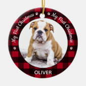 Mijn eerste kerstfoto van Red Pset Dog Puppy Pet Keramisch Ornament (Voorkant)