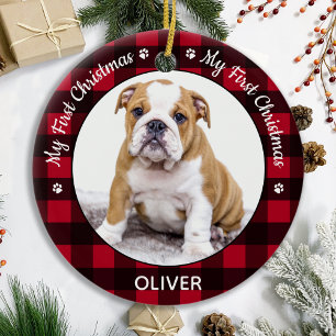 Mijn eerste kerstfoto van Red Pset Dog Puppy Pet Keramisch Ornament