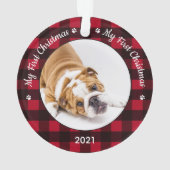 Mijn eerste kerstfoto van Red Pset Dog Puppy Pet Ornament (achterkant)