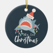 Mijn eerste kerstfoto van Santa Holiday Lights Keramisch Ornament (Voorkant)