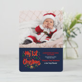 Mijn eerste kerstfoto Wenskaart Feestdagenkaart (Staand voorkant)