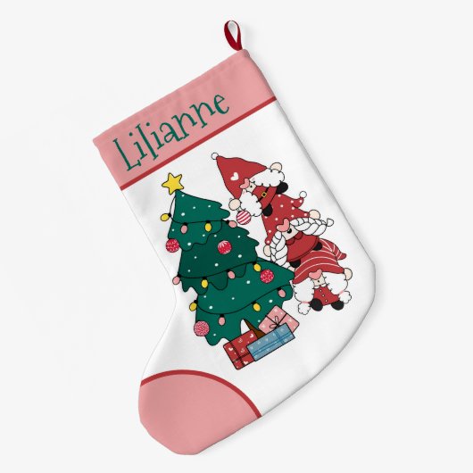 Mijn eerste kerstgepersonaliseerde gnomen grote kerstsok (Achterkant (Hangend))